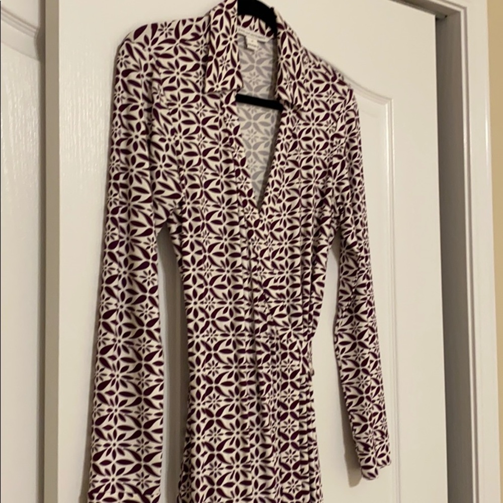 Diane von furstenberg long sleeve silk jersey patterned wrap dress - Picture 5 of 6
